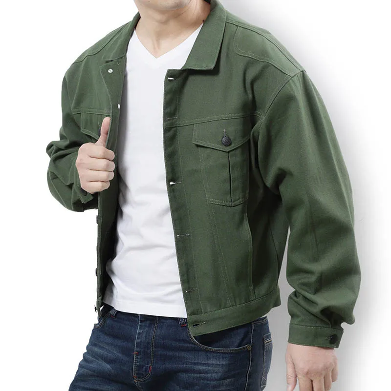 

Mcikkny Men Cargo Loose Denim Jackets Coats Multi Pockets Mototrcycle Outwear Tops For Male Plus Size L-7XL
