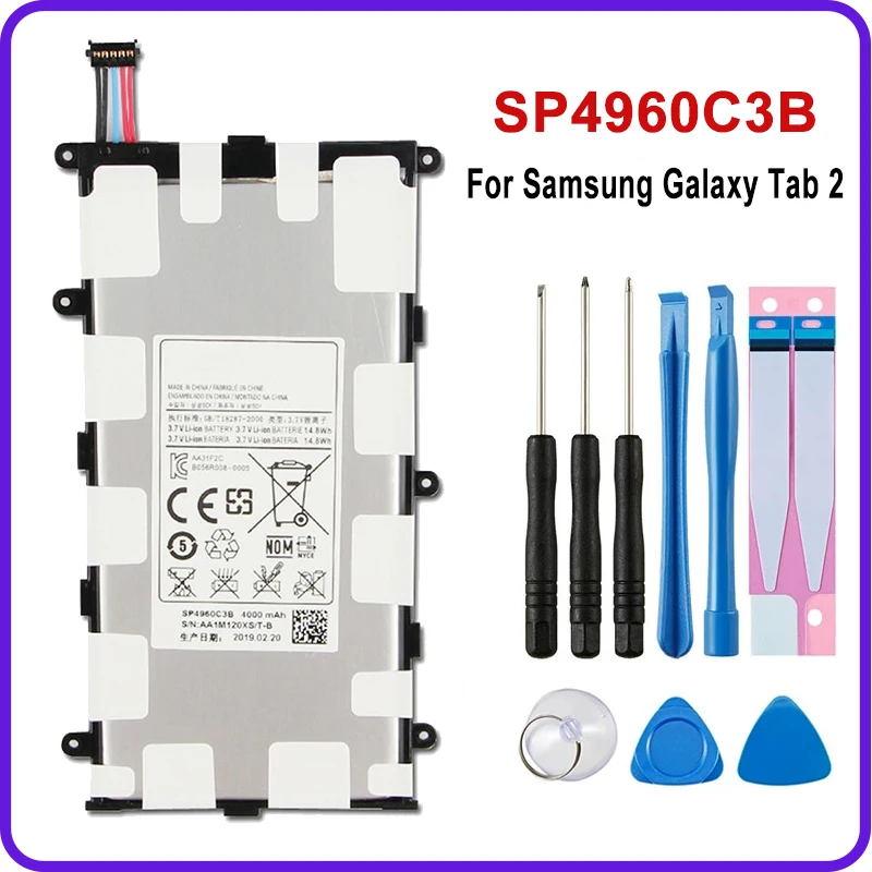 Tablet SP4960C3B Battery 4000mAh For Samsung Galaxy Tab 2 7.0/7.0 Plus GT-P3100 P3100 P3110 P6200+Tools
Tablet SP4960C3B Battery 4000mAh For Samsung Galaxy Tab 2 7.0/7.0 Plus GT-P3100 P3100 P3110 P6200+Tools