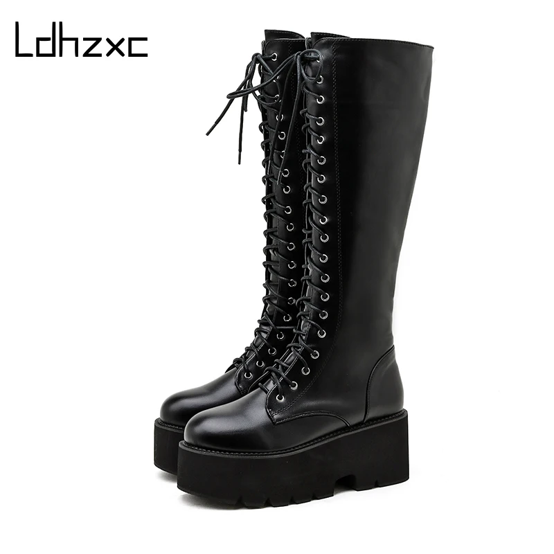 LDHZXC 2020 Platform Heels Pu Leather Knee High Boots Women Retro Punk Long Boots Woman Lace Up Booties Mujer New Fall
LDHZXC 2020 Platform Heels Pu Leather Knee High Boots Women Retro Punk Long Boots Woman Lace Up Booties Mujer New Fall