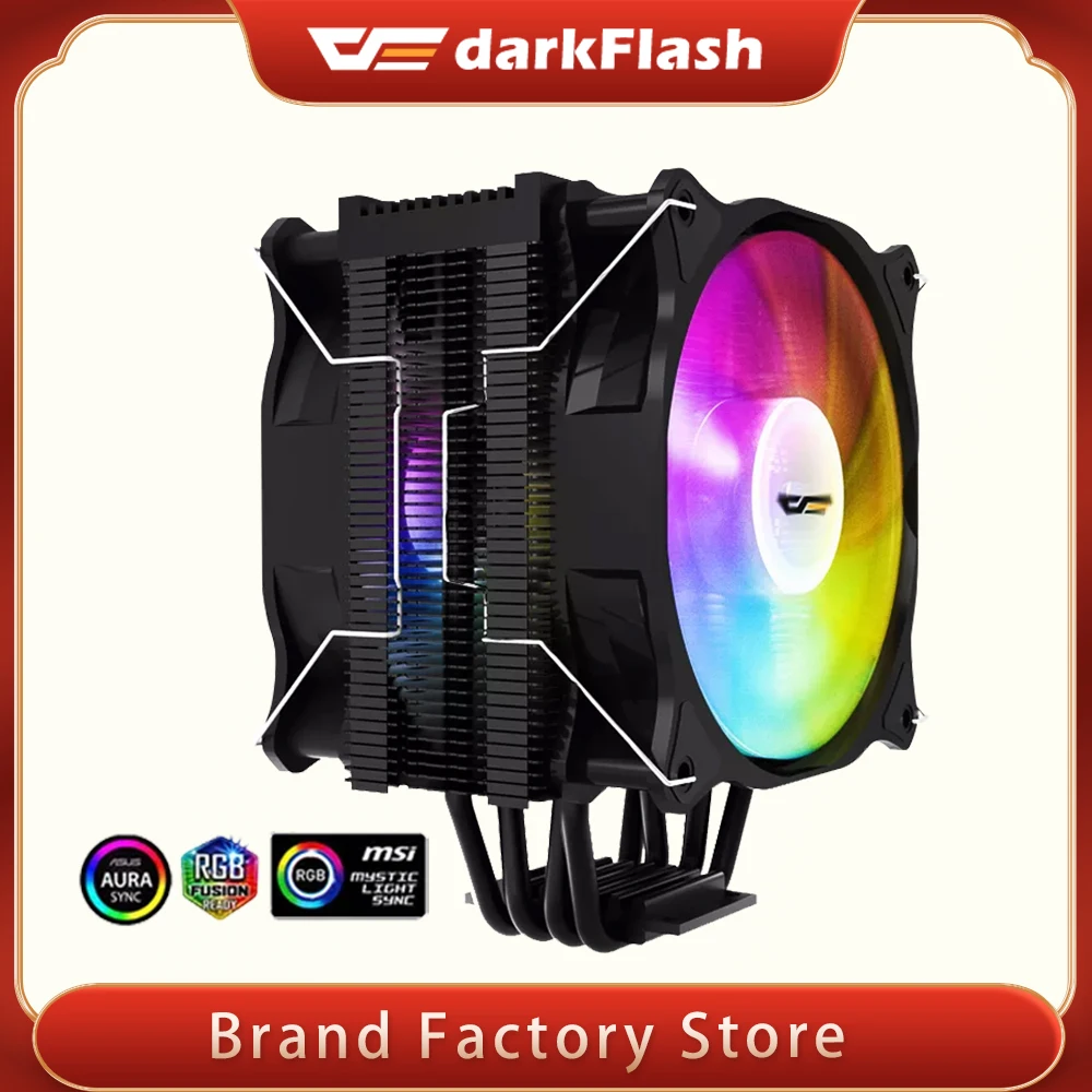 

Кулер для процессора Darkflash с 4 тепловыми трубками ARGB, бесшумный радиатор PWM, 4 контакта, 250 Вт, для Intel LGA 1150 1151 1155 1200 AMD AM4, вентилятор