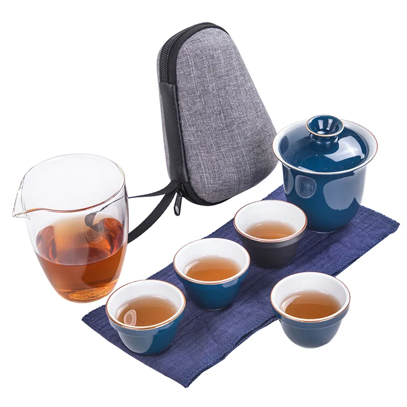 

Teapot set Water bottle Travel Bag Chinese Kung Fu Tea set gaiwan teacups fair mug tea sets Enamel ceramic fot gift Drinkware