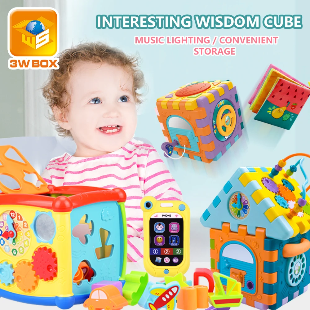 3wbox детские игрушки многофункциональный обучающий куб с часами геометрические