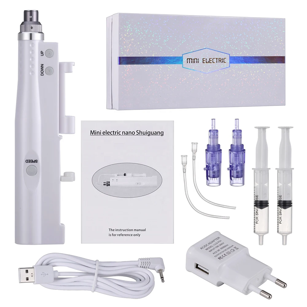 

Mini home use skin care 2 In 1 Mesotherapy Gun Nano Mesogun Derma Pen electric Micro Needle Rolling system Pen Meso Injector kit