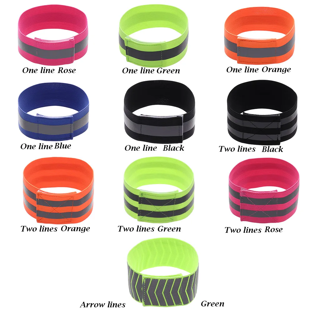 1pc Warning Wristband Safety Armband Bicycle Bind Pants Hand Leg Strap Reflective Tape Running Cycling Strips Outdoor | Спорт и