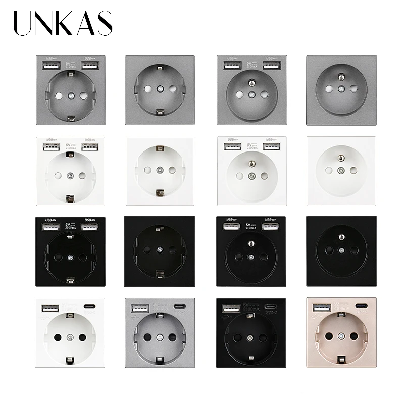 UNKAS B8 Modules DIY Free Combination New EU / French Type C 16A Wall Power Socket Dual USB Charger Port Hidden Soft LED Outlet
UNKAS B8 Modules DIY Free Combination New EU / French Type C 16A Wall Power Socket Dual USB Charger Port Hidden Soft LED Outlet