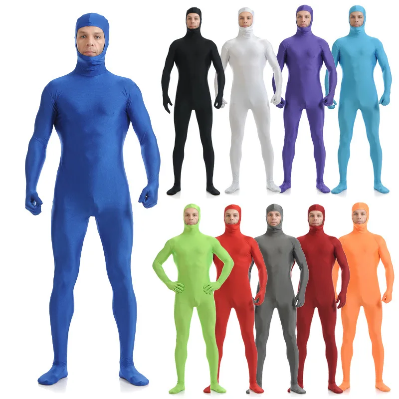 

Lycra One Piece Full Body Zentai Suit Custome for Halloween Men Kid Second Skin Tight Suit Spandex Invisible Iridescent Bodysuit