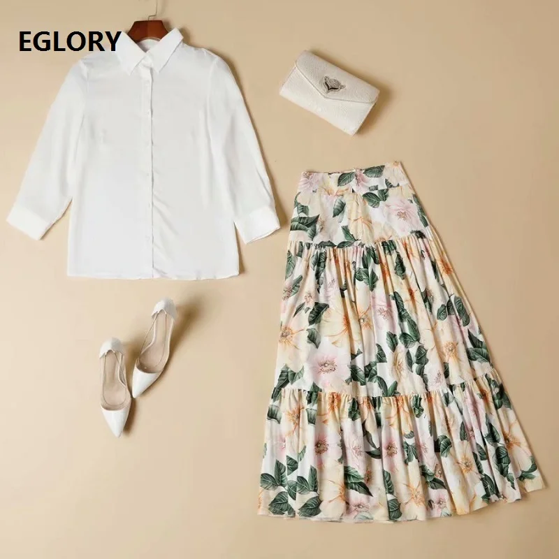 High Quality Skirt Suits 2021 Spring Summer Fashion 2 Piece Set Women Turn-down Collar White Shirts+Runway Print Skirt Sets
High Quality Skirt Suits 2021 Spring Summer Fashion 2 Piece Set Women Turn-down Collar White Shirts+Runway Print Skirt Sets