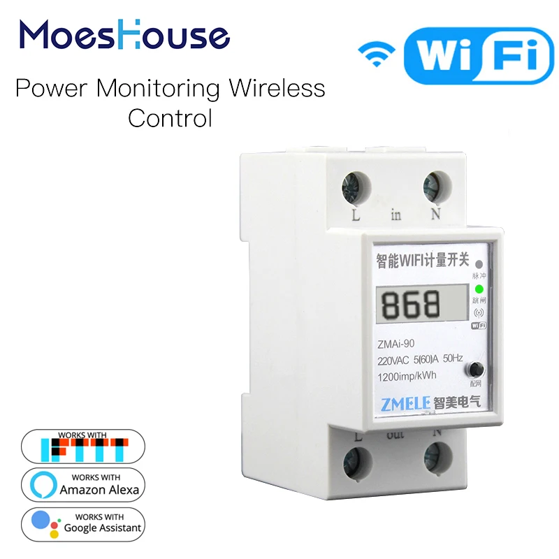 WiFi Smart Power Meter Switch Power Consumption Energy Monitoring Meter 110V 220V Din Rail Smart Life/Tuya App Remote Control
WiFi Smart Power Meter Switch Power Consumption Energy Monitoring Meter 110V 220V Din Rail Smart Life/Tuya App Remote Control