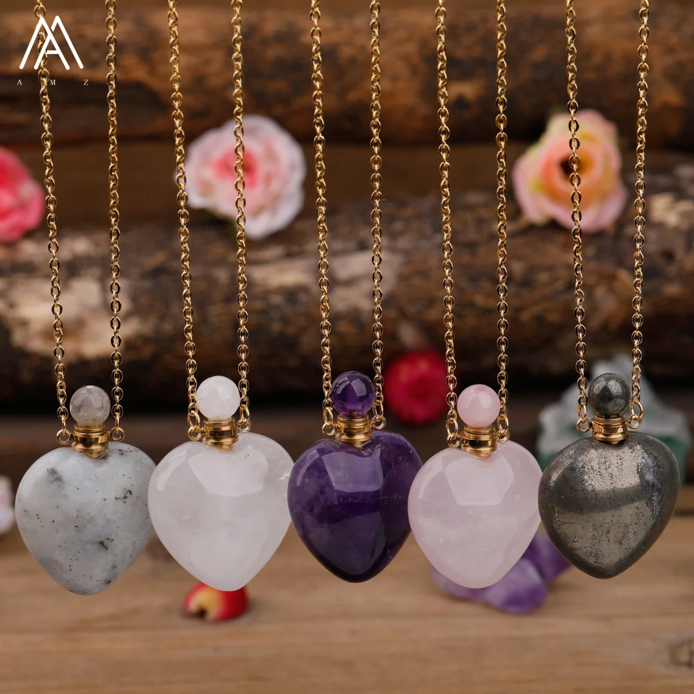 Crystal Heart Perfume Bottle Pendant For Women Gemstone Healing Essential Oil Necklace Gold Perfume Bottle Jewelry Gift Dropship
Crystal Heart Perfume Bottle Pendant For Women Gemstone Healing Essential Oil Necklace Gold Perfume Bottle Jewelry Gift Dropship