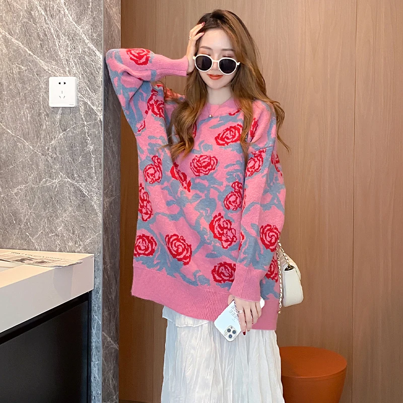 2021 Autumn Winter New Vintage Rose Flower Knitted Loose Sweater Women Sweet Long Sleeve Pullovers Warm Sweet Clothing Sweater
2021 Autumn Winter New Vintage Rose Flower Knitted Loose Sweater Women Sweet Long Sleeve Pullovers Warm Sweet Clothing Sweater