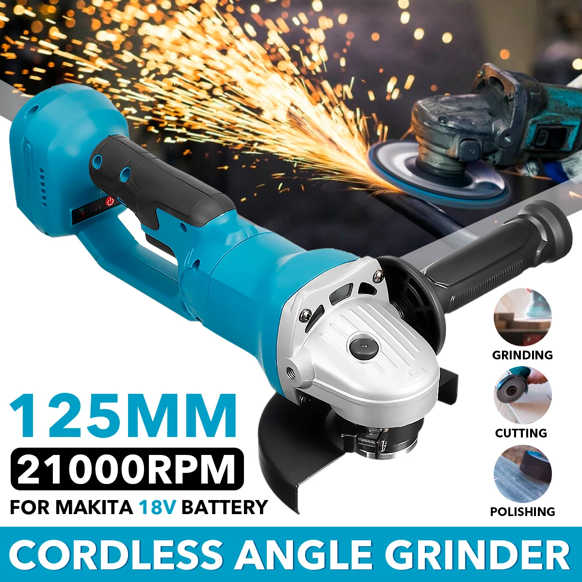 125mm Brushless Cordless Impact Angle Grinder Variable Speed DIY Cutting Machine Polisher Power Tools For Makita 18V Battery
125mm Brushless Cordless Impact Angle Grinder Variable Speed DIY Cutting Machine Polisher Power Tools For Makita 18V Battery