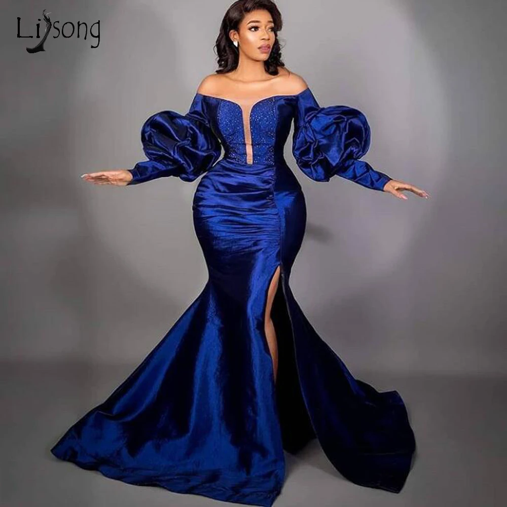 Modest Royal Blue Mermaid Evening Dresses With Unique Full Sleeves Side Split Evening Gowns Beaded Formal Dress
Modest Royal Blue Mermaid Evening Dresses With Unique Full Sleeves Side Split Evening Gowns Beaded Formal Dress