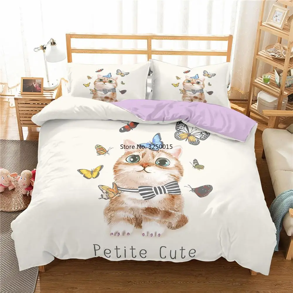 2/3pc Comfortable Bedding Set 3D Printed Cute Cat Duvet Cover Bed for Home Textiles Butterfly Pattern Bedclothes with Pillowcase
2/3pc Comfortable Bedding Set 3D Printed Cute Cat Duvet Cover Bed for Home Textiles Butterfly Pattern Bedclothes with Pillowcase