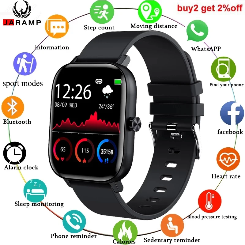 JARAMP New Men Smart Watch Wristband Men Women Sport Clock Heart Rate Monitor Sleep Monitor Bluetooth Call Smartwatch for phone
JARAMP New Men Smart Watch Wristband Men Women Sport Clock Heart Rate Monitor Sleep Monitor Bluetooth Call Smartwatch for phone