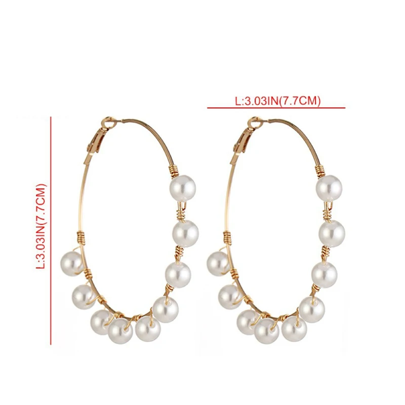 New Boho White Imitation Pearl Round Circle Hoop Earrings Women Gold Color Big Earings Korean Jewelry Brincos Statement Earrings
New Boho White Imitation Pearl Round Circle Hoop Earrings Women Gold Color Big Earings Korean Jewelry Brincos Statement Earrings