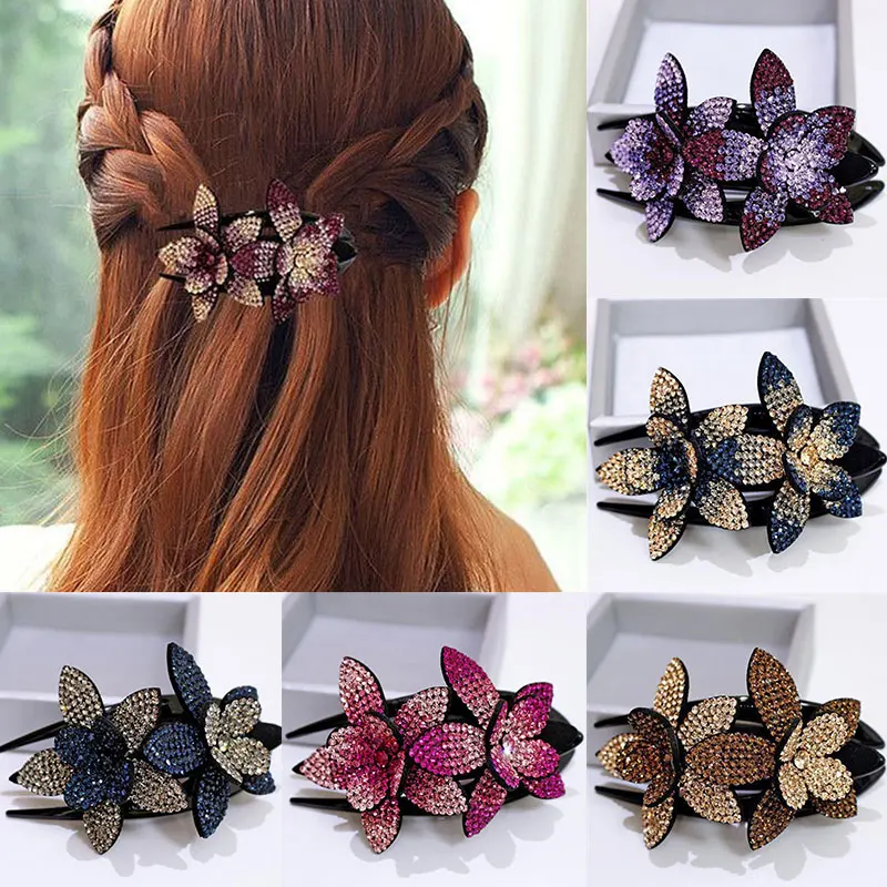 Charm Rhinestone Double Flower Hair Clip Vintage Hair Claws Women Crystal Hair Combs Handmade Ponytail Ornament Hair Accessories
Charm Rhinestone Double Flower Hair Clip Vintage Hair Claws Women Crystal Hair Combs Handmade Ponytail Ornament Hair Accessories