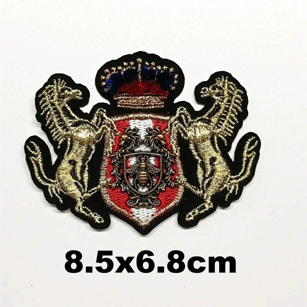 Apparel embroidery metal crown horse bee dinosaur embroideried patch for clothing AM-3201
Apparel embroidery metal crown horse bee dinosaur embroideried patch for clothing AM-3201