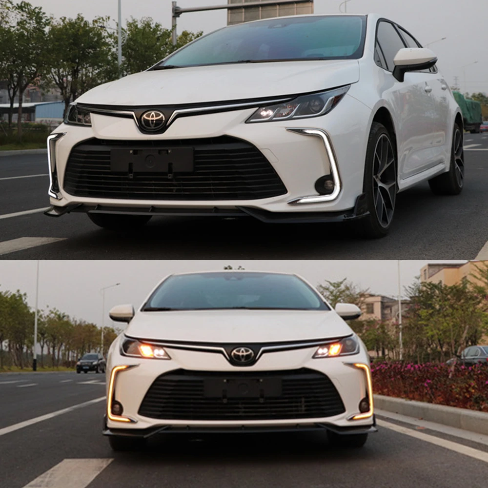 Car LED Daytime Running Lights for Toyota Corolla 2019 2020 DRL Front Bumper Fog Lamp Cover With Yellow Turn Signal Relay Set
Car LED Daytime Running Lights for Toyota Corolla 2019 2020 DRL Front Bumper Fog Lamp Cover With Yellow Turn Signal Relay Set