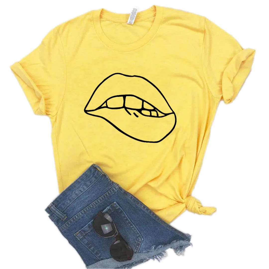 Lip Bite Print Women tshirt Cotton Casual Funny t shirt Gift Lady Yong Girl Top Tee A-1332
Lip Bite Print Women tshirt Cotton Casual Funny t shirt Gift Lady Yong Girl Top Tee A-1332