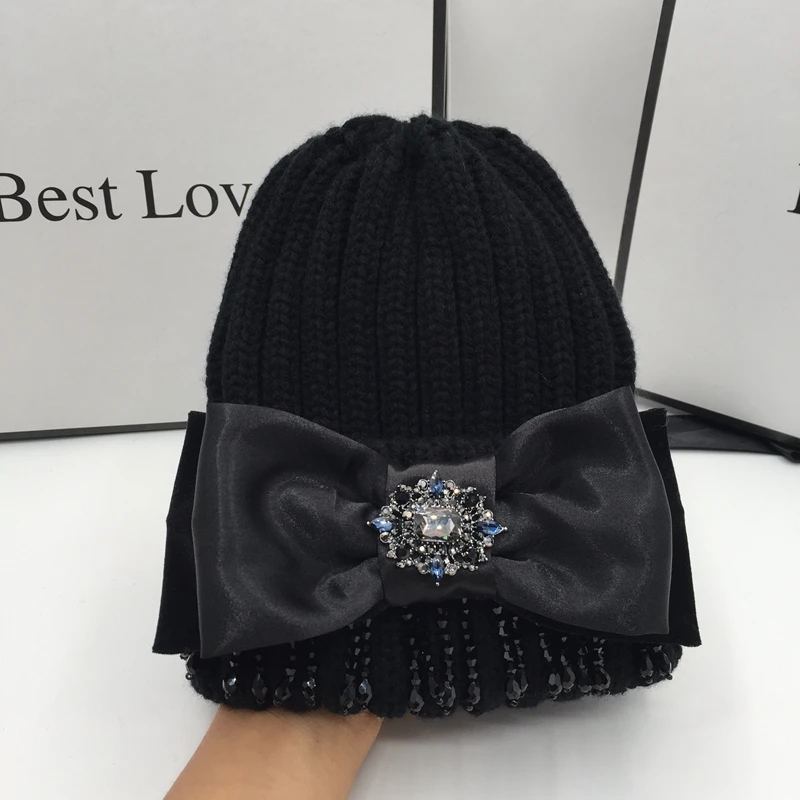 The spring and autumn period and winter baroque gem tassel bowknot knitted beanies for women cap hat warm tide
The spring and autumn period and winter baroque gem tassel bowknot knitted beanies for women cap hat warm tide