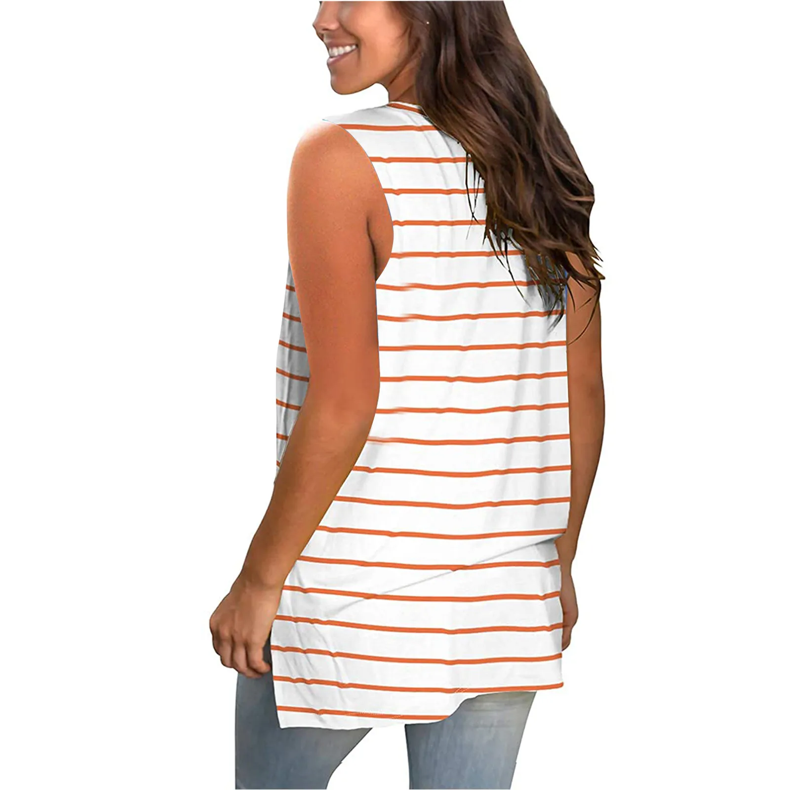 Stripe Print Women's T Shirt Summer Casual Loose V-neck Sleeveless Tank Shirt Women Harajuku Oversized T-shirt 
Stripe Print Women's T Shirt Summer Casual Loose V-neck Sleeveless Tank Shirt Women Harajuku Oversized T-shirt