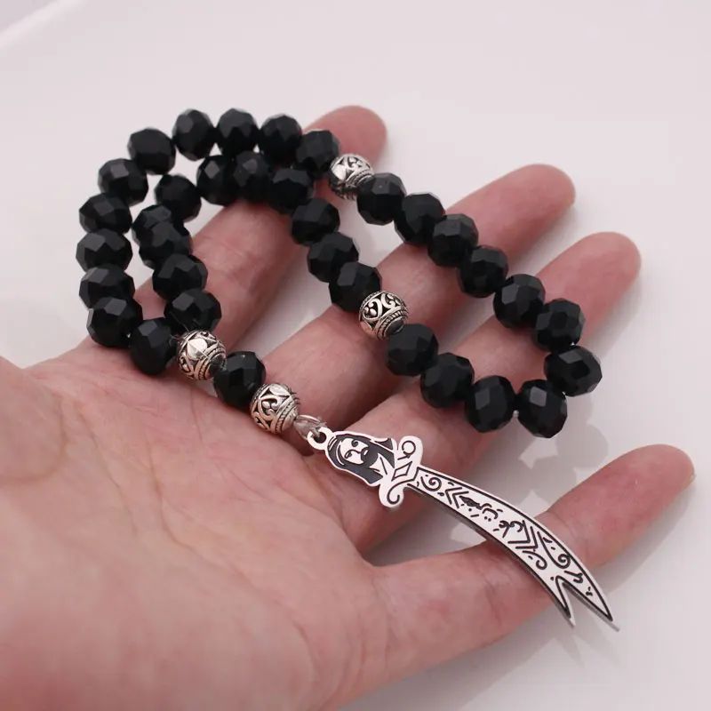 Ислам Зульфикар нож имама Али турецкий молитвенный 33 черный Бусы tasbih Браслеты