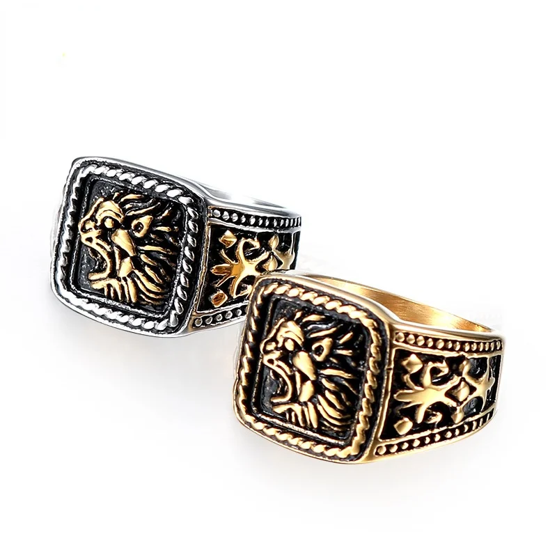 Megin D Vintage Punk Personality Lion Cross Pattern Titanium Steel Rings for Men Women Couple Friend Fashion Design Gift Jewelry
Megin D Vintage Punk Personality Lion Cross Pattern Titanium Steel Rings for Men Women Couple Friend Fashion Design Gift Jewelry