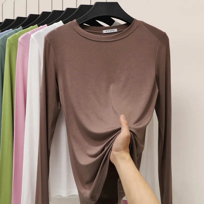Modal round neck long-sleeved t-shirt women's autumn new women's pure color all-match tops Slim large size bottoming shirt
Modal round neck long-sleeved t-shirt women's autumn new women's pure color all-match tops Slim large size bottoming shirt