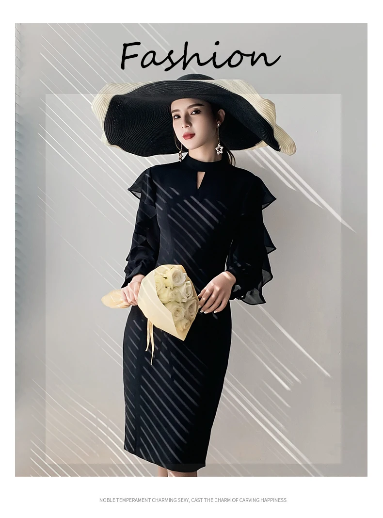 Black evening dress skirt can wear 2020 new dinner temperament long sleeve celebrity banquet dress
Black evening dress skirt can wear 2020 new dinner temperament long sleeve celebrity banquet dress