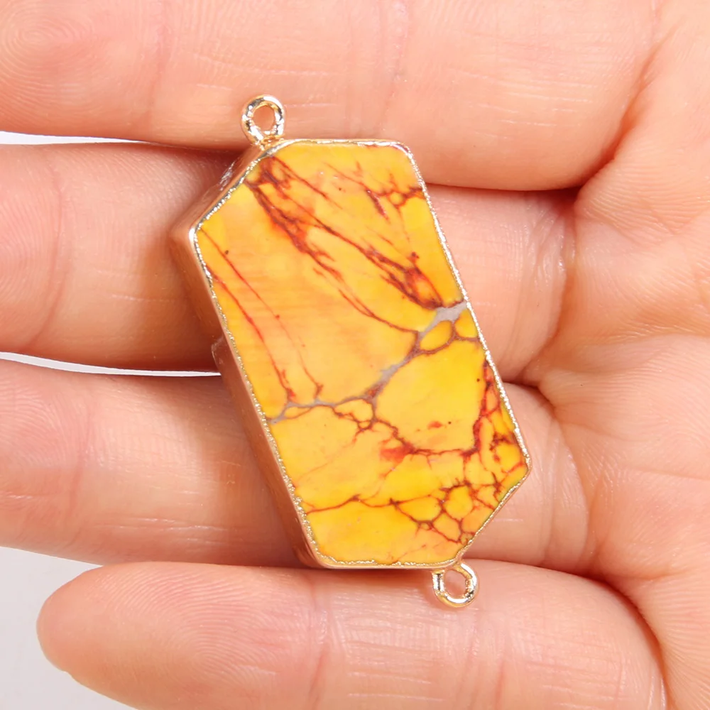 Natural Stone Double hole Connectors Hexagon Colorful Emperor Stone Pendant for Jewelry Making DIY Necklace Bracelet Accessories
Natural Stone Double hole Connectors Hexagon Colorful Emperor Stone Pendant for Jewelry Making DIY Necklace Bracelet Accessories