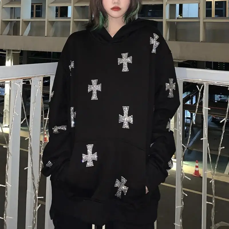 Rhinestone Cross Gothic Zip Up Punk Hoodie Hottest Black Hip Hop Harajuku Hoodies Women Oversized Jacket Cardigan Coats Street
Rhinestone Cross Gothic Zip Up Punk Hoodie Hottest Black Hip Hop Harajuku Hoodies Women Oversized Jacket Cardigan Coats Street