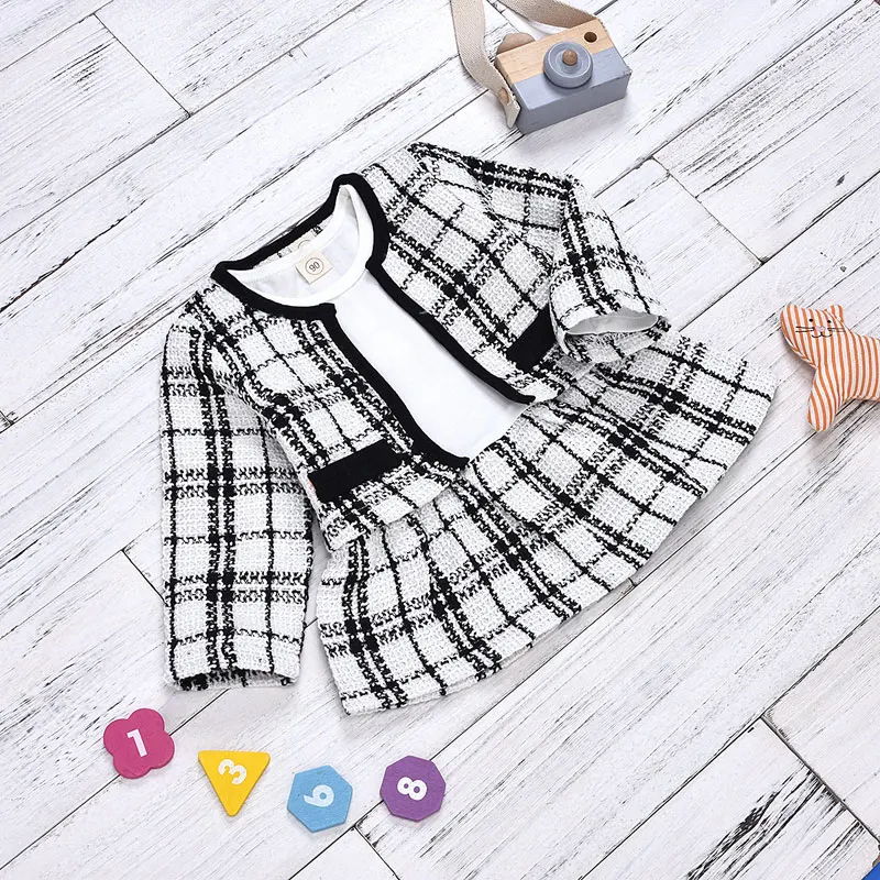 Fashion Warm Dress Outfits Spring Autumn Toddler Kid Baby Girl Plaid Clothes Set Long Sleeve Knitted Coat + Top+ Dress 1-4 Years
Fashion Warm Dress Outfits Spring Autumn Toddler Kid Baby Girl Plaid Clothes Set Long Sleeve Knitted Coat + Top+ Dress 1-4 Years