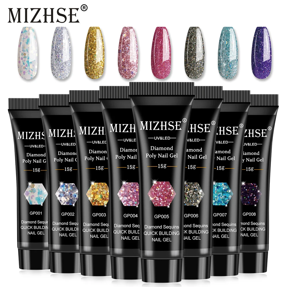 MIZHSE 15ML Glitter Poly Extension Nail Gel Set 8pcs Gel Nail Polish Long Lasting Soak Off UV Nail Gel Nail Art Design
MIZHSE 15ML Glitter Poly Extension Nail Gel Set 8pcs Gel Nail Polish Long Lasting Soak Off UV Nail Gel Nail Art Design