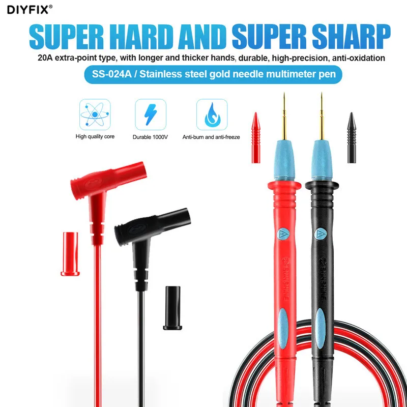 SS-024A Super Hard Extra Tip High-Precision Stainless Steel Gold Needle Multimeter Pen For Measure Small Electronic Components
SS-024A Super Hard Extra Tip High-Precision Stainless Steel Gold Needle Multimeter Pen For Measure Small Electronic Components