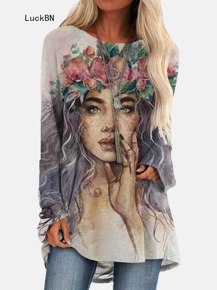 2021 Casual T Shirts Portrait Print Women's T Shirt Spring Autumn Long Sleeved Fashion Loose Ladies Tops Plus Size Tees 3XL Top
2021 Casual T Shirts Portrait Print Women's T Shirt Spring Autumn Long Sleeved Fashion Loose Ladies Tops Plus Size Tees 3XL Top