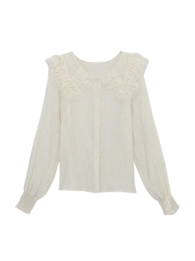 Fashion Chic Sweet Folds Shirts Women Spring Autumn Elegant Peter Pan Collar Puff Sleeve Elegant Loose Blouses Student Cute Tops
Fashion Chic Sweet Folds Shirts Women Spring Autumn Elegant Peter Pan Collar Puff Sleeve Elegant Loose Blouses Student Cute Tops