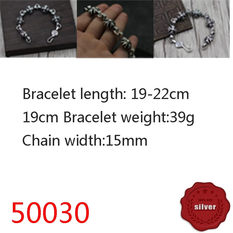 50030 S925 sterling silver bracelet personality cross flower simple punk retro fashion accessories jewelry
50030 S925 sterling silver bracelet personality cross flower simple punk retro fashion accessories jewelry