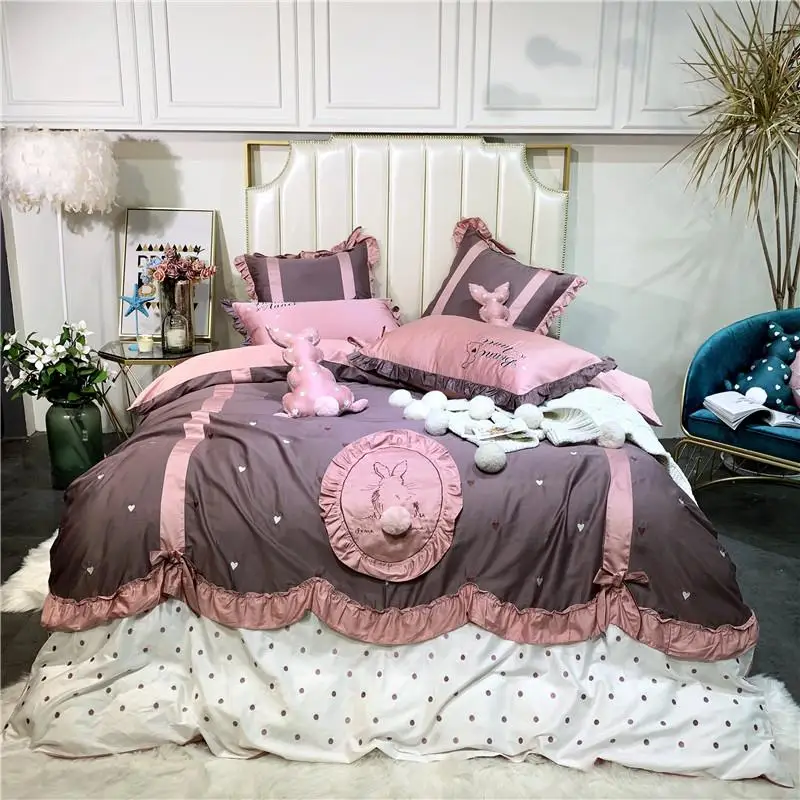 Egyptian cotton rabbit duvet cover bedsheet fitted sheet Luxury bedding set king size queen embroidery bed set parure de lit
Egyptian cotton rabbit duvet cover bedsheet fitted sheet Luxury bedding set king size queen embroidery bed set parure de lit
