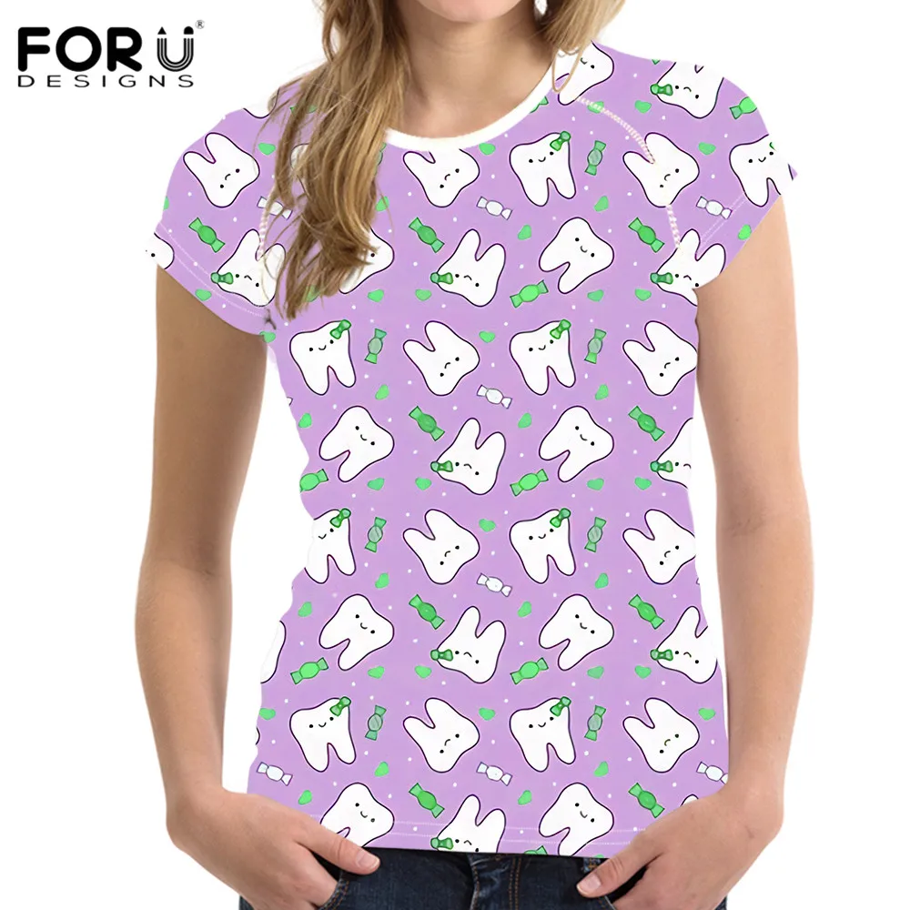 FORUDESIGNS Purple Top Round Neck Female Fashion T Shirts Girls Elastic Plus Size Tees Ladies Cute Medical Teeth Prints Outwears
FORUDESIGNS Purple Top Round Neck Female Fashion T Shirts Girls Elastic Plus Size Tees Ladies Cute Medical Teeth Prints Outwears