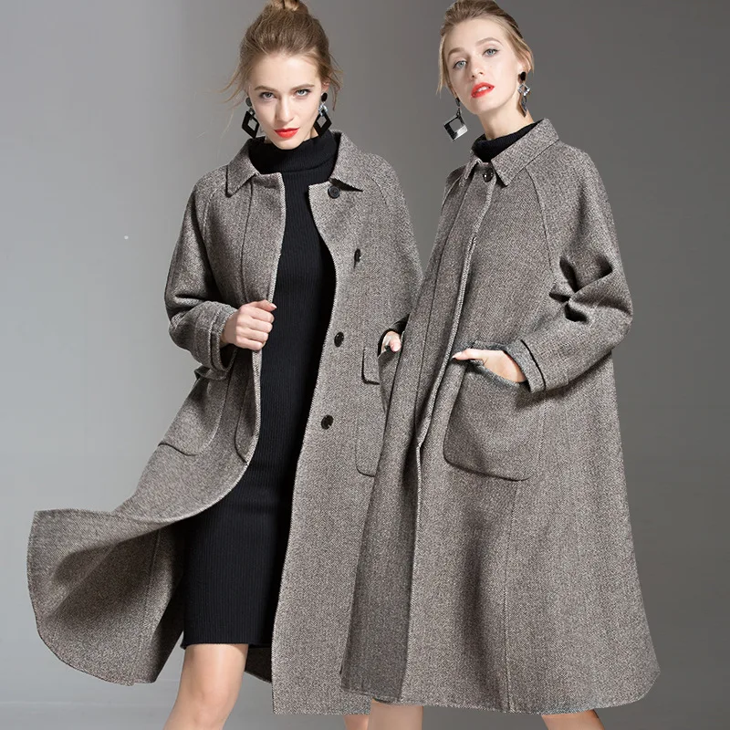 

Пальто из чистой шерсти женское длинное однобортное шерстяное пальто 2020 женская зимняя высококачественная Двусторонняя шерстяная ветровк...