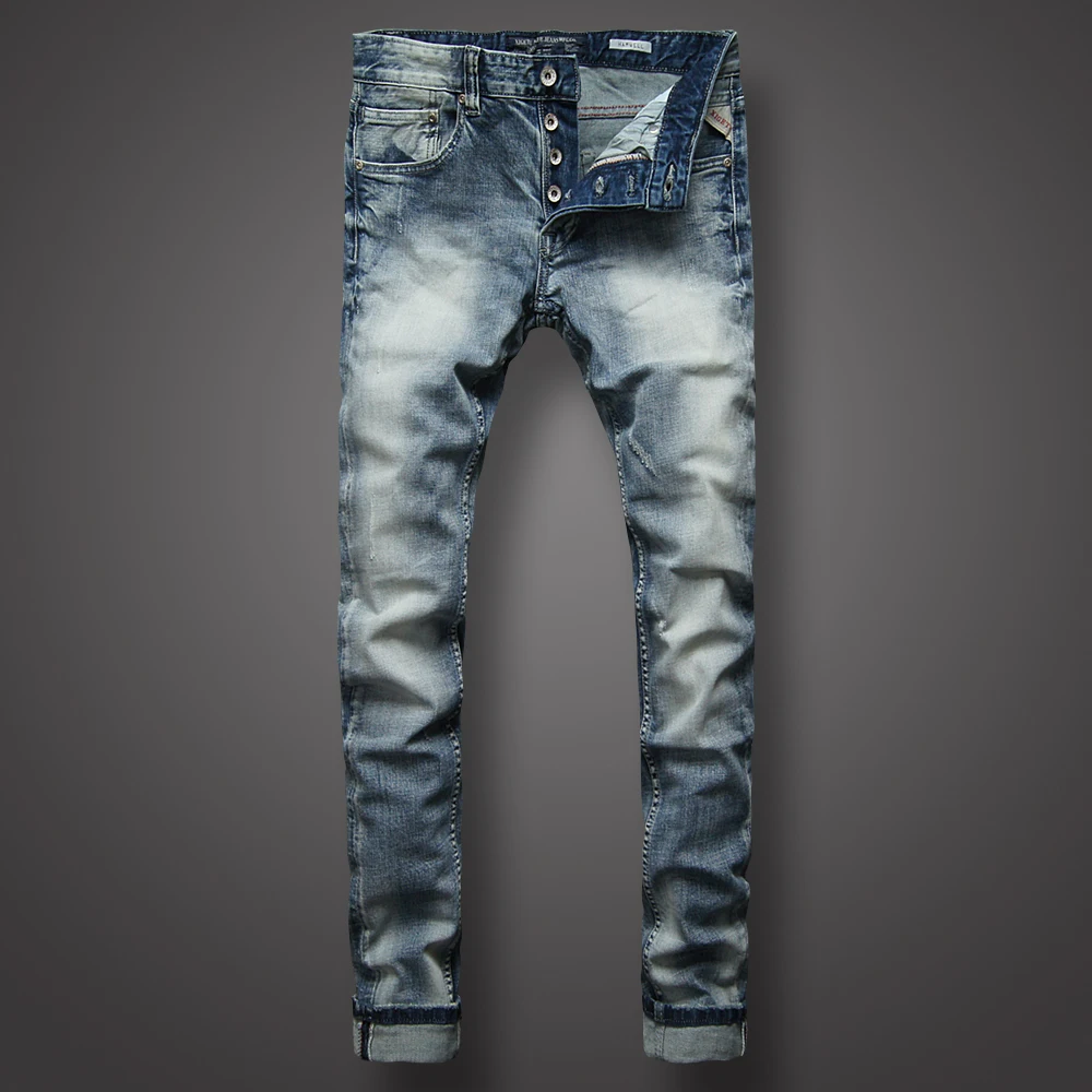 Italian Fashion Men Jeans Retro Light Gray Blue Elastic Cotton Slim Fit Ripped Jeans Men Vintage Designer Denim Buttons Pants
Italian Fashion Men Jeans Retro Light Gray Blue Elastic Cotton Slim Fit Ripped Jeans Men Vintage Designer Denim Buttons Pants