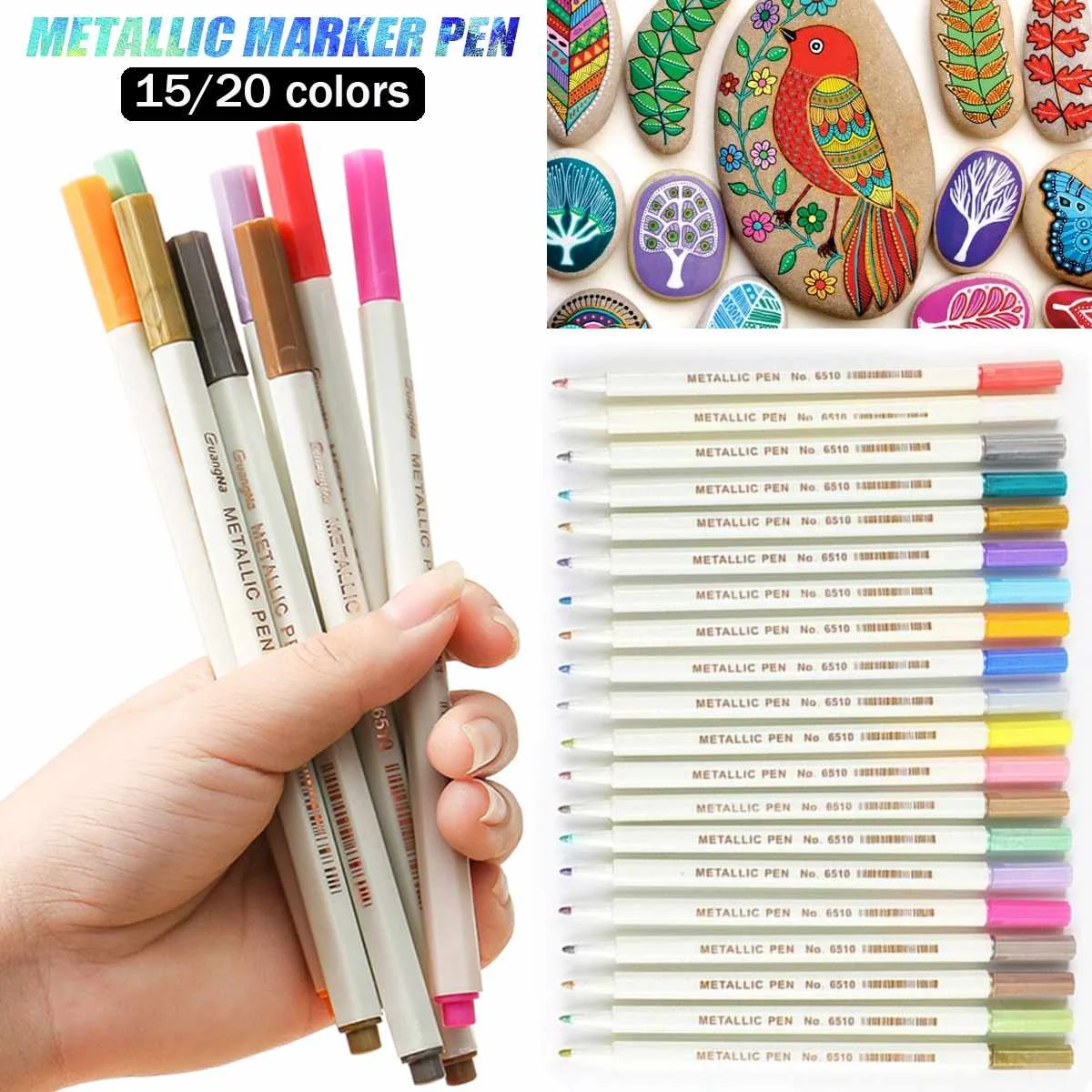 15 Color Metallic Marker Pen Drawing Painting Color Pens Art Supplies For Black Paper Art Rock Painting Fabric Canvas Card Glass
15 Color Metallic Marker Pen Drawing Painting Color Pens Art Supplies For Black Paper Art Rock Painting Fabric Canvas Card Glass