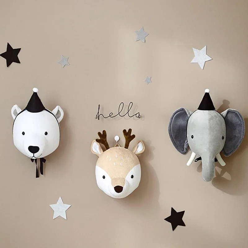 Cute Animals Elephant Rabbit Elk Head Stuffed Plush Doll Kids Girls Bedroom Wall Hanging Decoration Nordic Style Photo Props
Cute Animals Elephant Rabbit Elk Head Stuffed Plush Doll Kids Girls Bedroom Wall Hanging Decoration Nordic Style Photo Props
