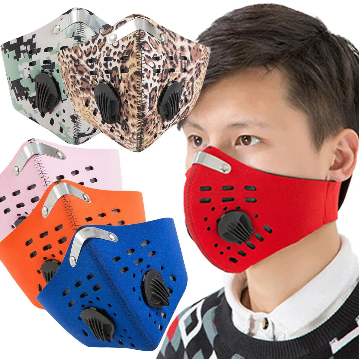 PM2.5 Anti dust Face Mask Reusable Double Breathing valve Elastic Cycling Sport Outdoor Mouth Face Masks Filter Protective
PM2.5 Anti dust Face Mask Reusable Double Breathing valve Elastic Cycling Sport Outdoor Mouth Face Masks Filter Protective