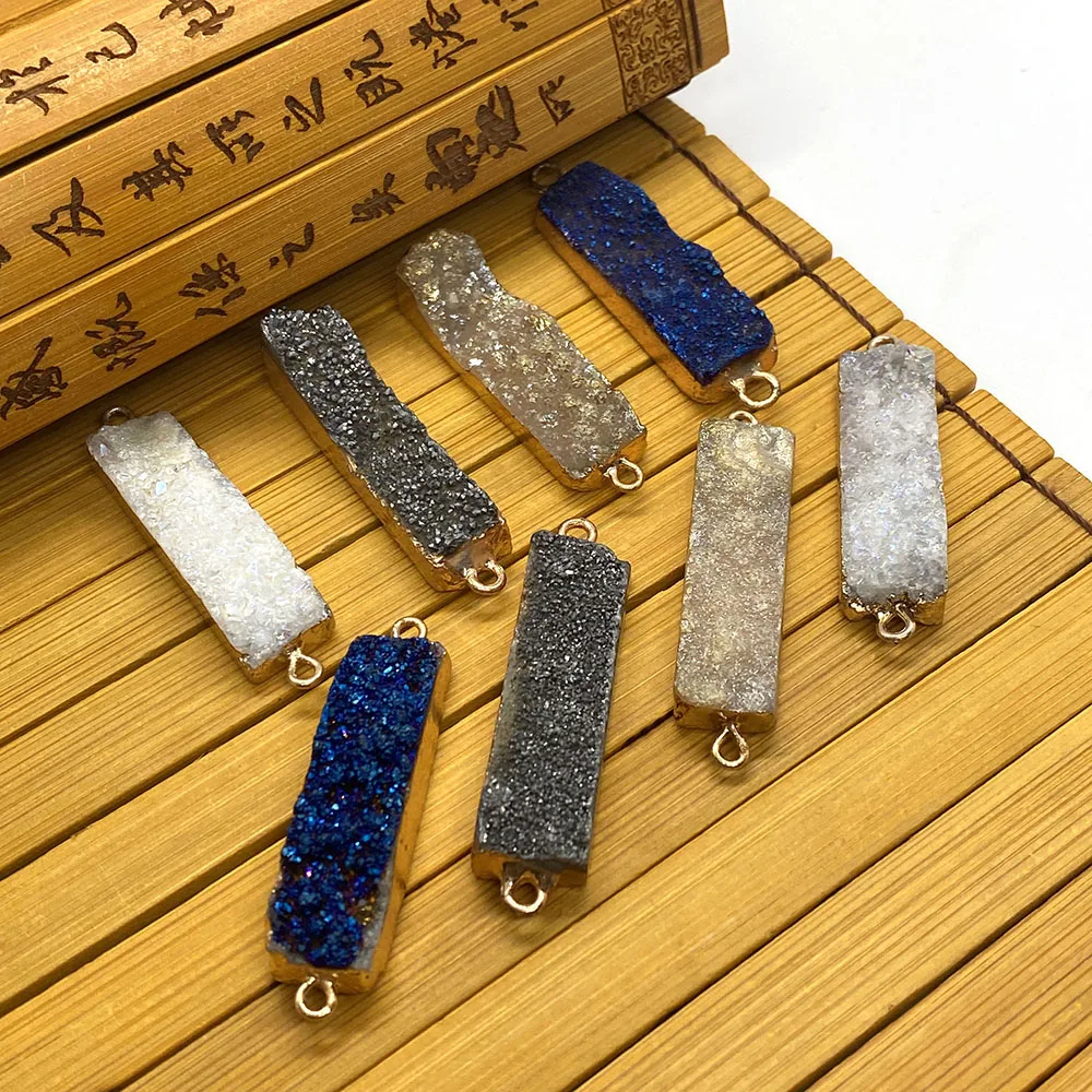 Natural Stone Crystal Pendant Multicolor Rectangular Shape Double Hole Metal Edging Suitable for DIY Making Trendy Necklaces
Natural Stone Crystal Pendant Multicolor Rectangular Shape Double Hole Metal Edging Suitable for DIY Making Trendy Necklaces