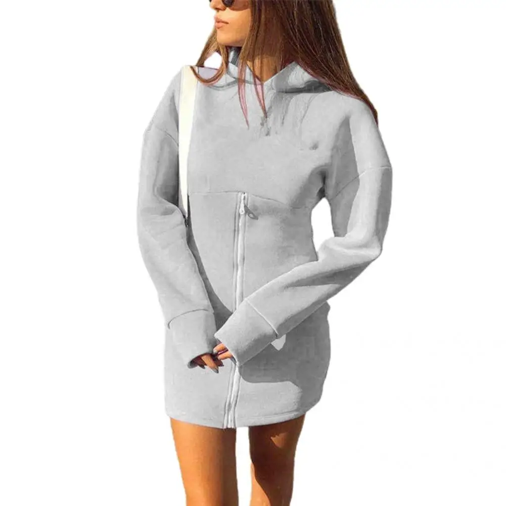 Fashion Hooded Dress Solid Color Autumn Winter Long Sleeve Front Zipper Womens Mini Vestidos Streetwear Casual Outfits 2021
Fashion Hooded Dress Solid Color Autumn Winter Long Sleeve Front Zipper Womens Mini Vestidos Streetwear Casual Outfits 2021