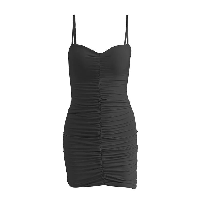 Sexy Spaghetti Strap Women's Dress 2020 Casual Solid Color Pleated Nightclub Dress Ladies Bodycon Party Mini Dress Summer
Sexy Spaghetti Strap Women's Dress 2020 Casual Solid Color Pleated Nightclub Dress Ladies Bodycon Party Mini Dress Summer