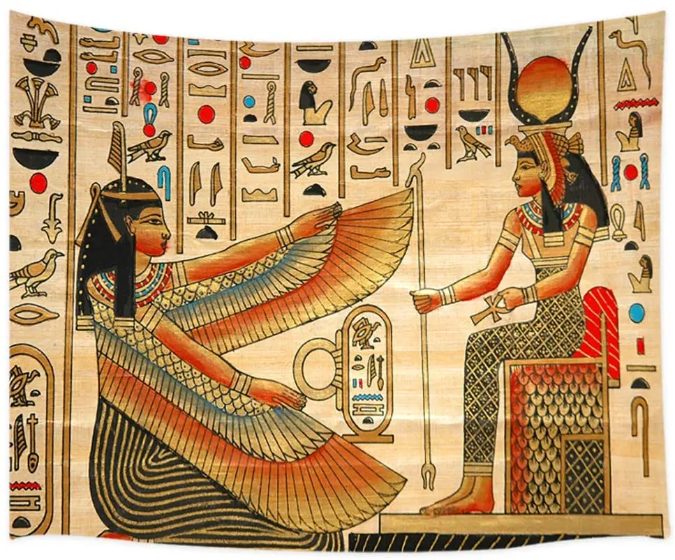 Ancient Egypt Queen Egyptian King and Hieroglyphic Carvings on Papyrus Wall Tapestry
Ancient Egypt Queen Egyptian King and Hieroglyphic Carvings on Papyrus Wall Tapestry
