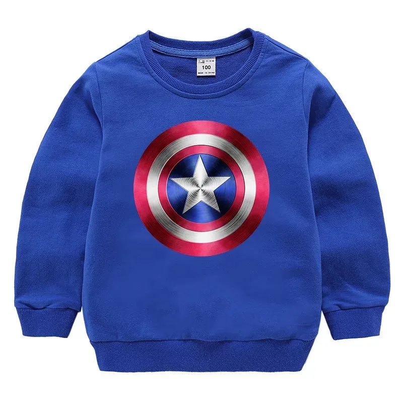 Dinsey Новые Топы одежда для мальчиков свитшот с капюшоном Мстители Капитан Америка
