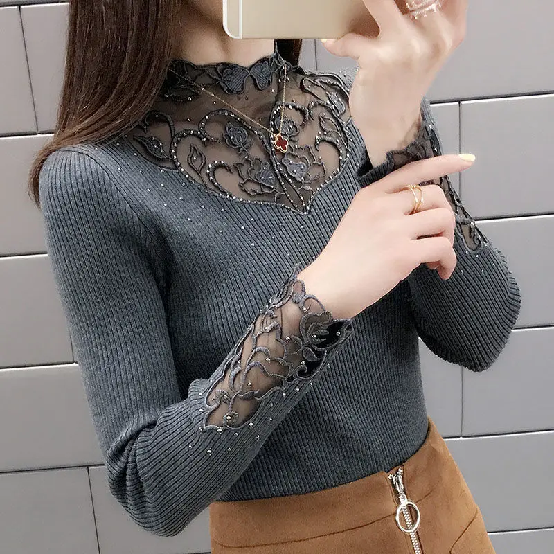 Woman Sweaters Knitwear Slim T-shirt Women's Fall Winter Fashion Outer Wear Lace Collar Trendy Long Sleeve Top
Woman Sweaters Knitwear Slim T-shirt Women's Fall Winter Fashion Outer Wear Lace Collar Trendy Long Sleeve Top
